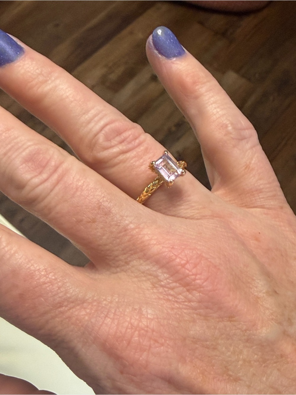 Stunning Hidden Halo Natural 1CT Pink Topaz Ring 18K Yellow Gold Plated Size 8
